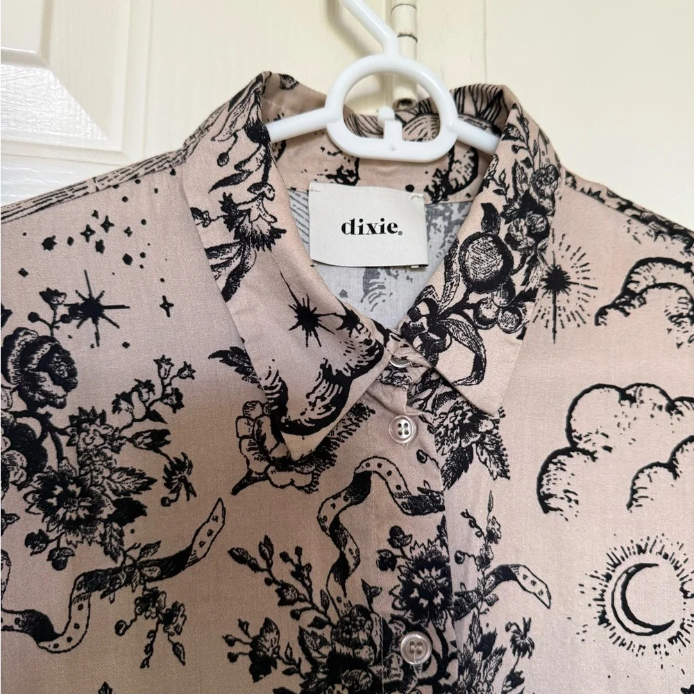 Dixie | celestial button-down midi dress size Medium - Picture 5 of 6